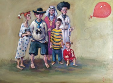 Painting titled "Children" by George Rurua, Original Artwork, Oil