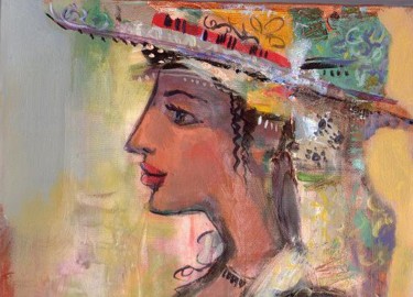 Painting titled "Hat" by George Rurua, Original Artwork, Oil