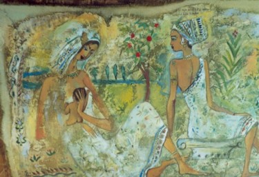 Painting titled "Giving the birth" by George Rurua, Original Artwork, Oil