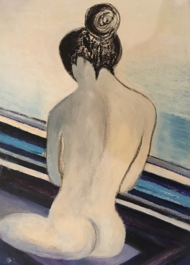 Peinture intitulée "Noir chignon" par Gid Artiste Montmartre, Œuvre d'art originale, Pastel