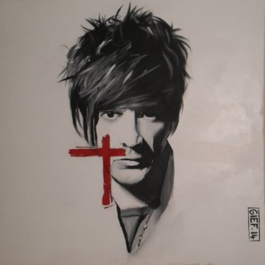 Schilderij getiteld "Nicola Sirkis" door Gief, Origineel Kunstwerk, Acryl