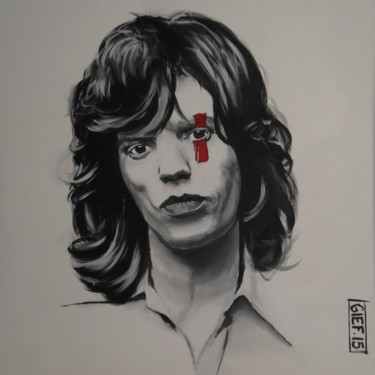 Pintura intitulada "Mick Jagger" por Gief, Obras de arte originais, Acrílico