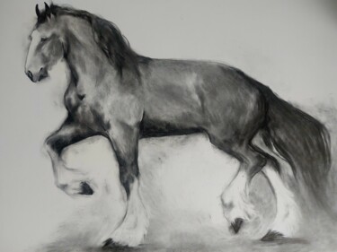 Drawing titled "Cheval 4" by Gil Aline, Original Artwork, Charcoal