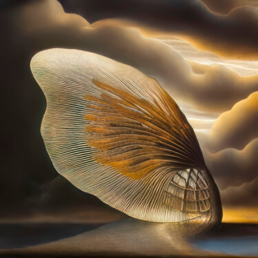 Arts numériques intitulée "Feuille d'or danse,…" par Gil Gilman, Œuvre d'art originale, Peinture numérique Monté sur Alumini…