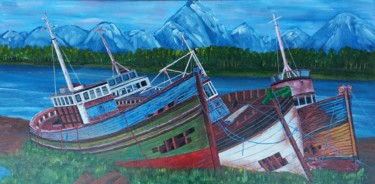 Peinture intitulée "retraite en alaska" par Gilbert Devesa, Œuvre d'art originale, Acrylique