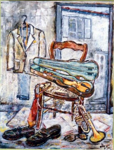 Painting titled "Piaule de musicien" by Gilbert Liblin, Original Artwork