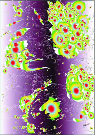 Arts numériques intitulée "Série mauve 0.1" par Gil'Ber Pautler, Œuvre d'art originale, Travail numérique 2D Monté sur Verre