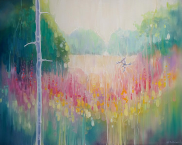Pintura intitulada "Summer Meadow" por Gill Bustamante, Obras de arte originais, Óleo