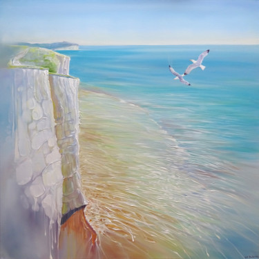 Painting titled "Seaford Seascape" by Gill Bustamante, Original Artwork, Oil