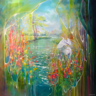 Peinture intitulée "Through the Veil" par Gill Bustamante, Œuvre d'art originale, Huile