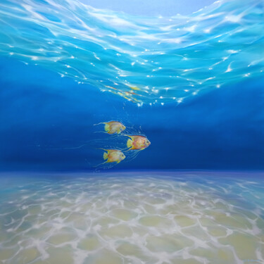 Pintura intitulada "Under Sea Escape is…" por Gill Bustamante, Obras de arte originais, Óleo