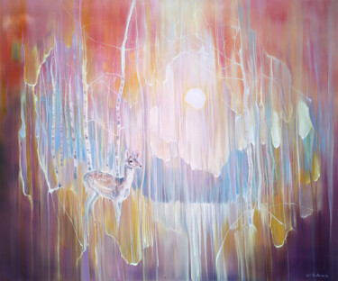 「She Dreams - abstra…」というタイトルの絵画 Gill Bustamanteによって, オリジナルのアートワーク, オイル ウッドストレッチャーフレームにマウント