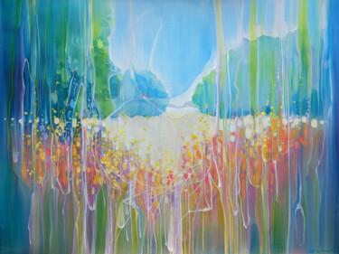 Painting titled "Summer Vibrates" by Gill Bustamante, Original Artwork, Oil