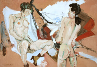 Pittura intitolato "L'éducation sexuelle" da Gilles Chambon, Opera d'arte originale, Olio