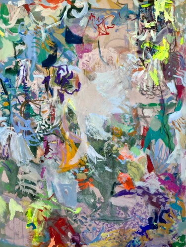 Schilderij getiteld "Jardin Heureux" door Gilles Glaçon, Origineel Kunstwerk, Acryl