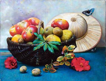 Pintura intitulada "Papillon hors saison" por Gilles Paul Esnault, Obras de arte originais, Óleo Montado em Armação em madei…