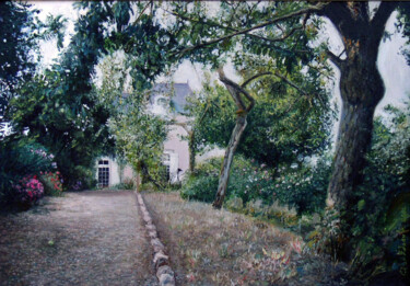 Schilderij getiteld "Maison de Soulaines" door Gilles Paul Esnault, Origineel Kunstwerk, Olie