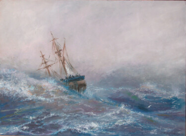 Peinture intitulée "Tempête" par Gilles Paul Esnault, Œuvre d'art originale, Huile Monté sur Autre panneau rigide