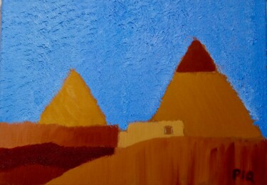 Peinture intitulée "Deux Pyramides" par Gilles Piquereau, Œuvre d'art originale, Huile