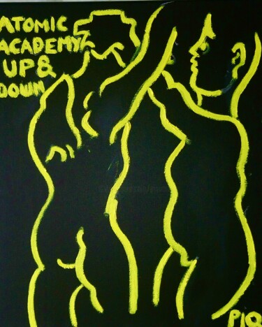 Schilderij getiteld "ATOMIC ACADEMY UP &…" door Gilles Piquereau, Origineel Kunstwerk, Olie