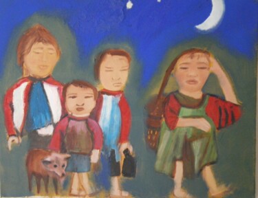 Peinture intitulée "Les enfants d'Orion" par Gilles Piquereau, Œuvre d'art originale, Huile