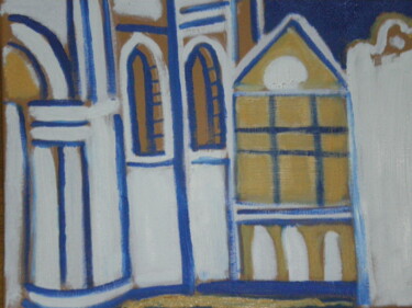 Peinture intitulée "Eglise" par Gilles Piquereau, Œuvre d'art originale, Huile