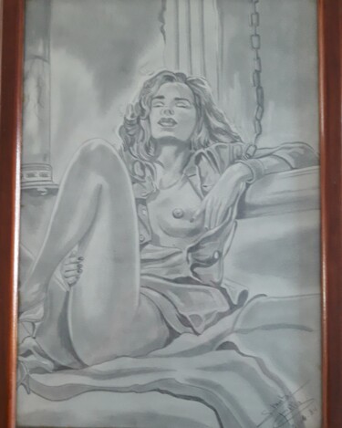 Drawing titled "Dessin de Femme réa…" by Gilles Staub (LeCrayonAgile), Original Artwork, Pencil