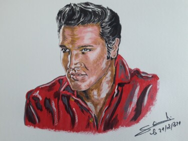 「Portrait d' Elvis P…」というタイトルの絵画 Gilles Staub (LeCrayonAgile)によって, オリジナルのアートワーク, 水彩画