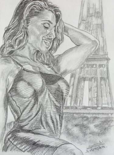 Drawing titled "Dessin de femme 12…" by Gilles Staub (LeCrayonAgile), Original Artwork, Pencil