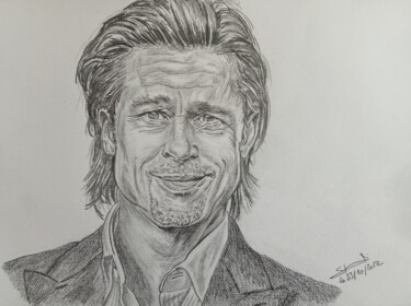 Drawing titled "Portrait de Brad Pi…" by Gilles Staub (LeCrayonAgile), Original Artwork, Pencil