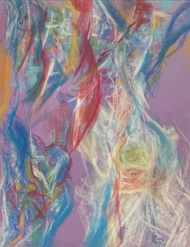 Painting titled "« Cornéliens »" by Gilles Surgès, Original Artwork, Pastel Mounted on Glass