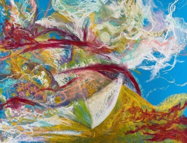 제목이 "Corail."인 미술작품 Gilles Surgès로, 원작, 파스텔 유리에 장착됨