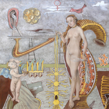 Peinture intitulée "Vénus exfiltrée" par Gilles Chambon, Œuvre d'art originale, Huile