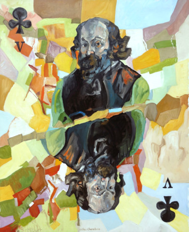 Pittura intitolato "Cézanne valet de tr…" da Gilles Chambon, Opera d'arte originale, Olio Montato su Telaio per barella in l…