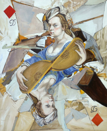 Pintura intitulada "Artemisia Gentilesc…" por Gilles Chambon, Obras de arte originais, Óleo Montado em Armação em madeira