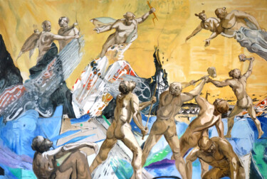 Pintura intitulada "Titanomachie" por Gilles Chambon, Obras de arte originais, Óleo