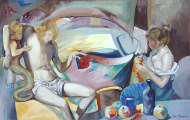 Pintura titulada "La tentatio,n des p…" por Gilles Chambon, Obra de arte original, Oleo Montado en Bastidor de camilla de ma…