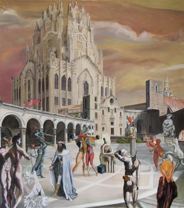 Peinture intitulée "La tour de Babel" par Gilles Chambon, Œuvre d'art originale, Huile