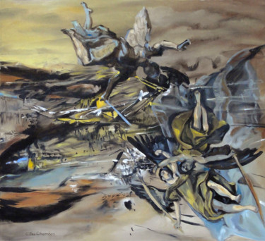 Schilderij getiteld "La chute des anges" door Gilles Chambon, Origineel Kunstwerk, Olie