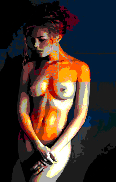 Digital Arts titled "untitled . woman 7" by Gilles Mével, Original Artwork, Digital Painting Mounted on Plexiglass