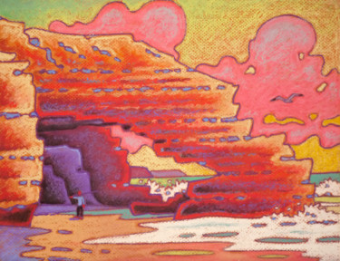 "plage de Legzira" başlıklı Tablo Gilles Mével tarafından, Orijinal sanat, Pastel Karton üzerine monte edilmiş