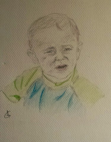Dessin intitulée "Mon fils Dan, 1 an" par Gilliane, Œuvre d'art originale
