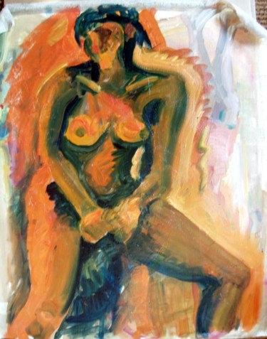 Painting titled "Nue" by Gil O, Original Artwork, Oil