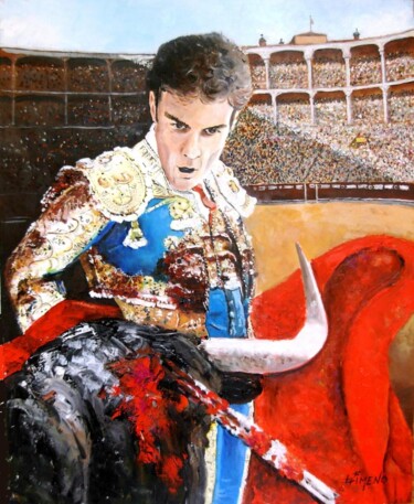 Painting titled "José Tomas" by Gimeno, Original Artwork, Oil Mounted on Other rigid panel