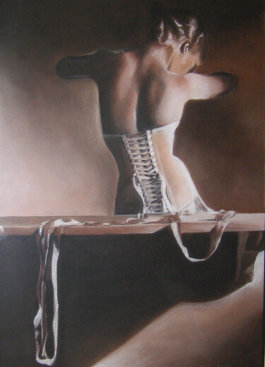 Zeichnungen mit dem Titel "Le corset" von Christine Ginestet, Original-Kunstwerk, Pastell