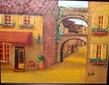 Peinture intitulée "Le bistro" par Ginette Robichaud, Œuvre d'art originale, Huile