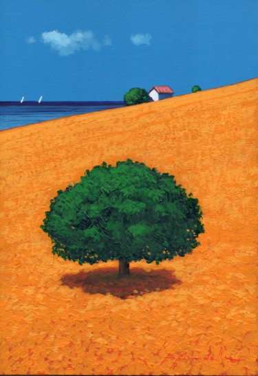 Painting titled "il grande albero" by Gio Mondelli, Original Artwork, Acrylic Mounted on Wood Panel