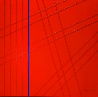 Картина под названием "LINEE ROSSO 102" - Gio Mondelli, Подлинное произведение искусства, Акрил