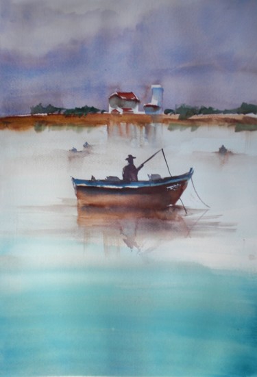 Картина под названием "fisherman" - Giorgio Gosti, Подлинное произведение искусства, Акварель