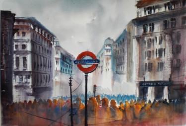 Painting titled "London underground" by Giorgio Gosti, Original Artwork, Watercolor